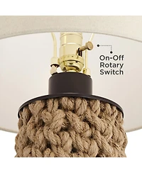 360 Lighting Ciera 25 1/4" High Farmhouse Rustic Modern Table Lamps Set of 2 Natural Bronze Rope Wrapped Living Room Bedroom