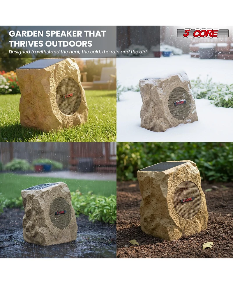 5 Core Outdoor Rock Speakers 100W Bluetooth Waterproof Landscape Speaker for Patio Pool Outdoor