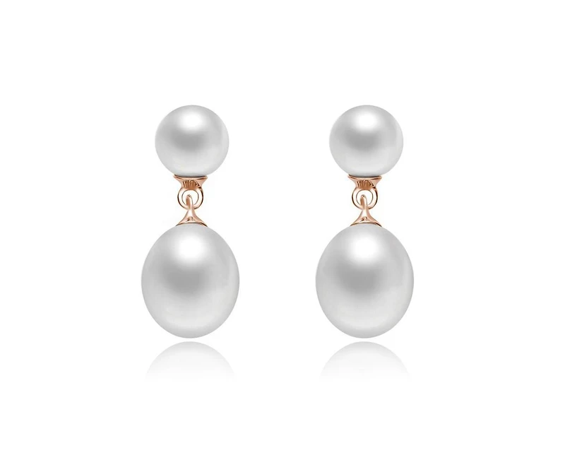 Genevive Elegant Sterling Silver Freshwater Pearl Dainty Drop Earrings