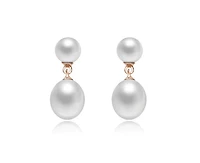 Genevive Elegant Sterling Silver Freshwater Pearl Dainty Drop Earrings