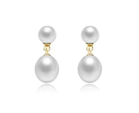 Genevive Elegant Sterling Silver Freshwater Pearl Dainty Drop Earrings
