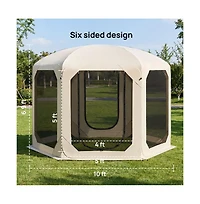 Cowin 10FT Pop Up Screen House Tent, Portable Outdoor Shelter with Sunshade Net, for 8-10 People, for Backyard Camping Picnic