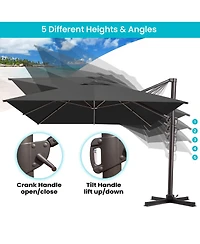 Pellebant Outdoor Patio 10X13Feet Aluminum Cantilever Umbrella with Rod Wheel Base
