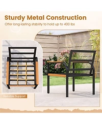 Gouun 3-Piece Acacia Wood and Metal Patio Conversation Set with Cushions
