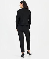 Anne Klein Essentials Petite Scuba Zip Front Moto Jacket Pull On Pintuck Pants