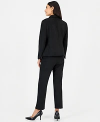 Anne Klein Essentials Petite Faux Suede Pull-On Straight-Leg Pintuck Pants