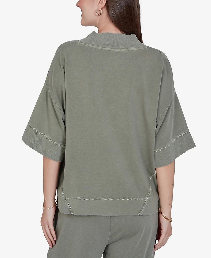 Ruby Rd. Petite Tropical Embroidered Knit Top
