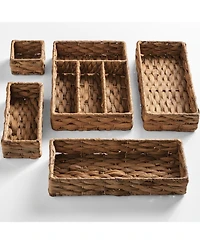 Best Choice Products 5PC Flatware Organizer Set, Woven Modular Silverware and Utensil Drawer Trays