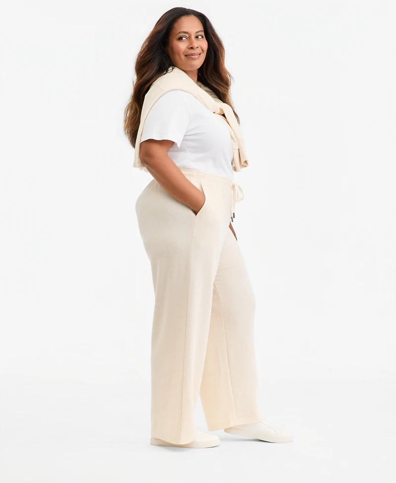 Style & Co Plus LuxLounge Wide-Leg French-Terry Drawstring Pants, Macy's Exclusive
