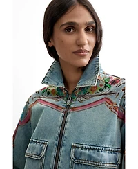 Desigual Women's Embroidered denim jacket cotton