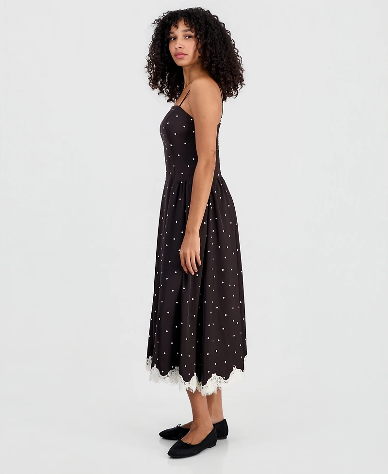 On 34th Women's Playful Dots Lace-Trim Dress, Macy's Exclusive
