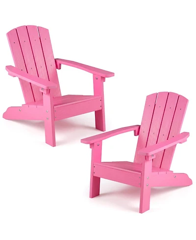 Gymax 2 Piece Kid's Adirondack Chair All-Weather Hips Toddler Lawn w/ Ergonomic Design