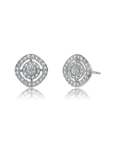 Rachel Glauber Elegant Cz Square Frame Stud Earrings