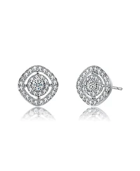 Rachel Glauber Elegant Cz Square Frame Stud Earrings