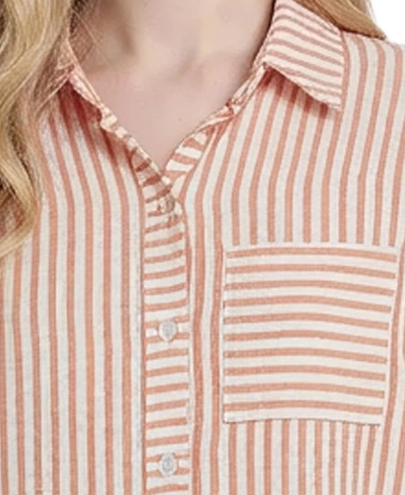 Ny Collection Petite 3/4 Sleeve Roll Tab Blouse