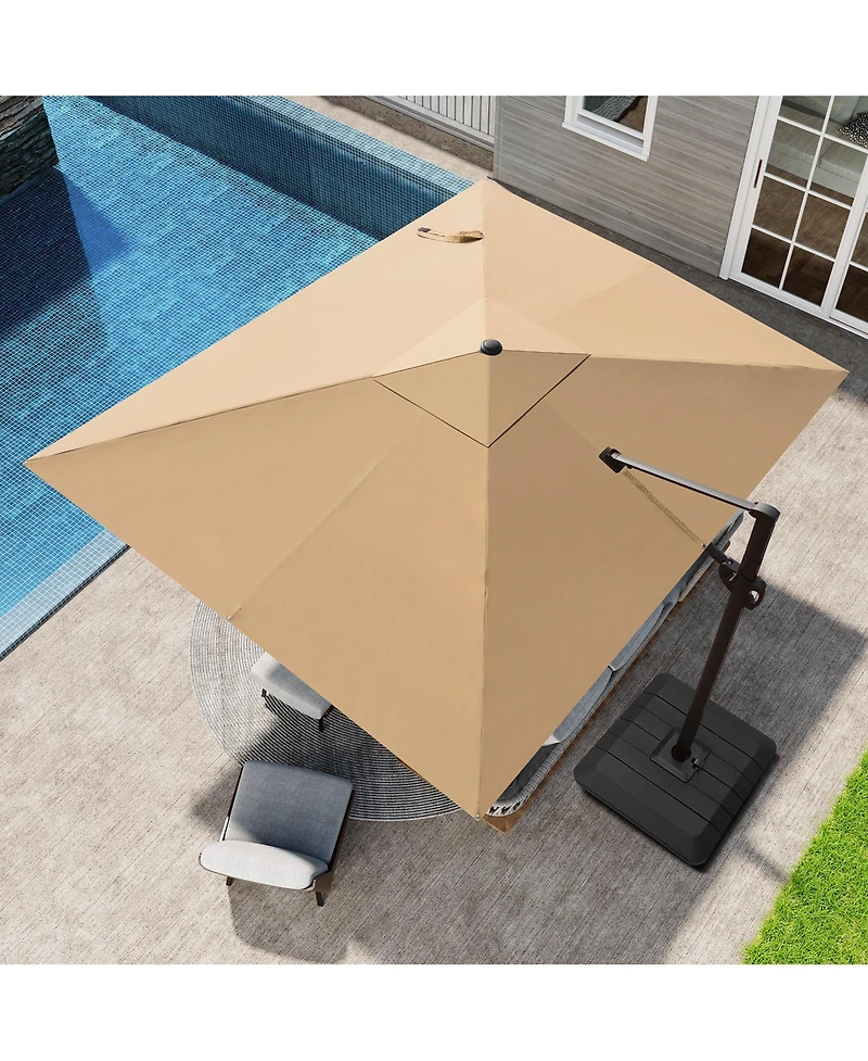 Pellebant Outdoor Patio 9X11Feet Aluminum Cantilever Umbrella with Base