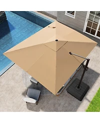 Pellebant Outdoor Patio 9X11Feet Aluminum Cantilever Umbrella with Base