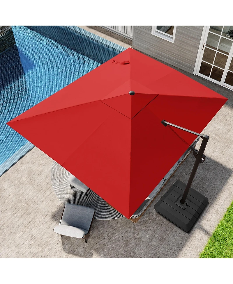 Pellebant Outdoor Patio 9X11Feet Aluminum Cantilever Umbrella with Umbrella Base