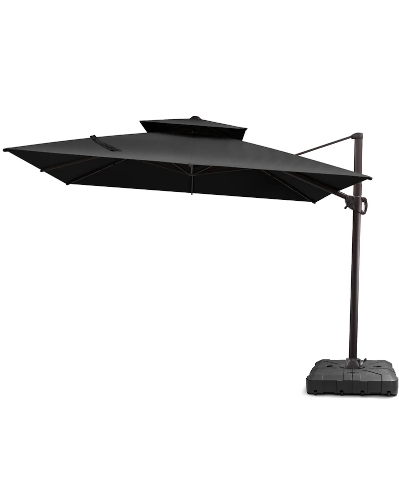 Pellebant Outdoor Patio Double Top 11x11Feet Square Aluminum Cantilever Umbrella With Wheel Base