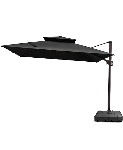 Pellebant Outdoor Patio Double Top 11x11Feet Square Aluminum Cantilever Umbrella With Wheel Base