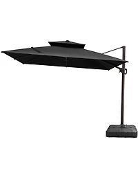 Pellebant Outdoor Patio Double Top 11x11Feet Square Aluminum Cantilever Umbrella With Wheel Base