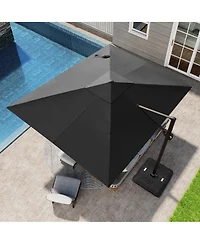 Pellebant Outdoor Patio 9X11Feet Aluminum Cantilever Umbrella with Wheel Base
