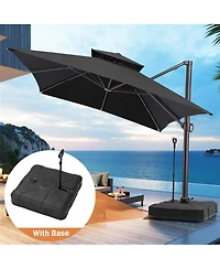 Pellebant Outdoor Patio 10X13Feet Aluminum Double Top Cantilever Umbrella with Rod Wheel Base