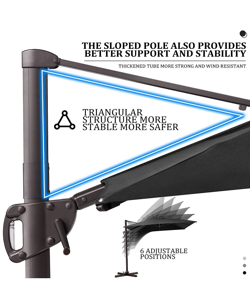 Pellebant Outdoor Patio 9X11Feet Aluminum Cantilever Umbrella with Wheel Base