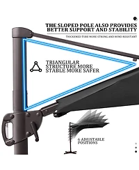 Pellebant Outdoor Patio 9X11Feet Aluminum Cantilever Umbrella with Wheel Base