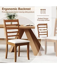 Costway Wooden Dining Chair Kitchen with Rubber Wood Legs and Slatted Backrest