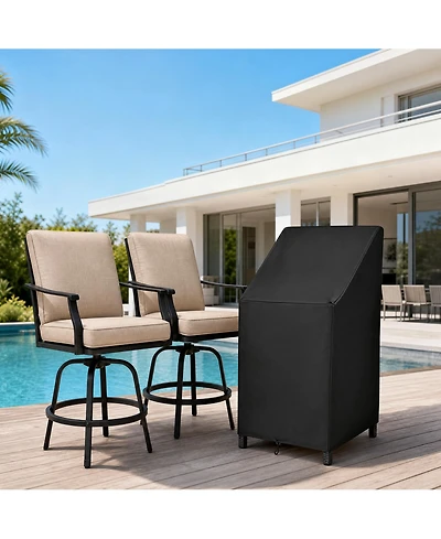 homfan Patio Chair Cover, 1 Pack, Silver-Coated 600D Oxford Fabric, Waterproof, Stackable, Fits 27" x 27" x 49" Chairs