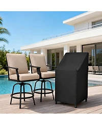 homfan Patio Chair Cover, 1 Pack, Silver-Coated 600D Oxford Fabric, Waterproof, Stackable, Fits 27" x 27" x 49" Chairs