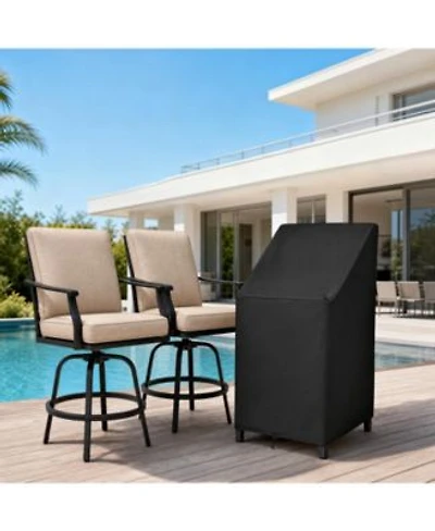 Homfan Patio Chair Cover 1 Pack Silver Coated 600d Oxford Fabric Waterproof Stackable Fits 27 X 27 X 49 Chairs