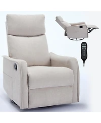 Clihome Heat Massage Manual Recliner Chair with Rocker and Swivel Fabric for Living Room