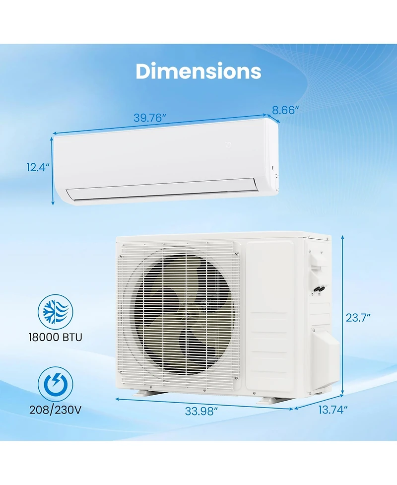Gymax Btu Mini Split Air Conditioner and Heater w/ Heat Pump and Installation Kit