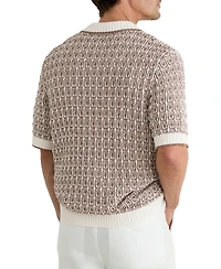 Reiss Men's Penn Button Through Jacquard Textured Shirt