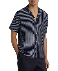 Reiss Men's Griff Textured Stripe Cuban Shirt