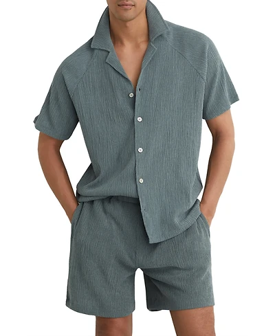 Reiss Men's Knox Textured Raglan Cuban Shirt