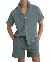 Reiss Men's Knox Textured Raglan Cuban Shirt