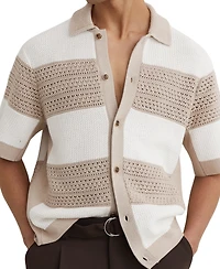 Reiss Men's Marek Button Through Block Stripe Shirt