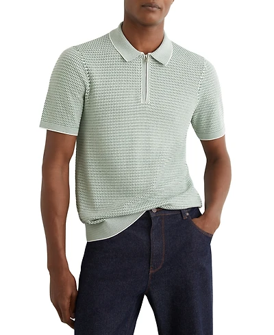 Reiss Men's Brink Half Zip Textured Polo Shirt