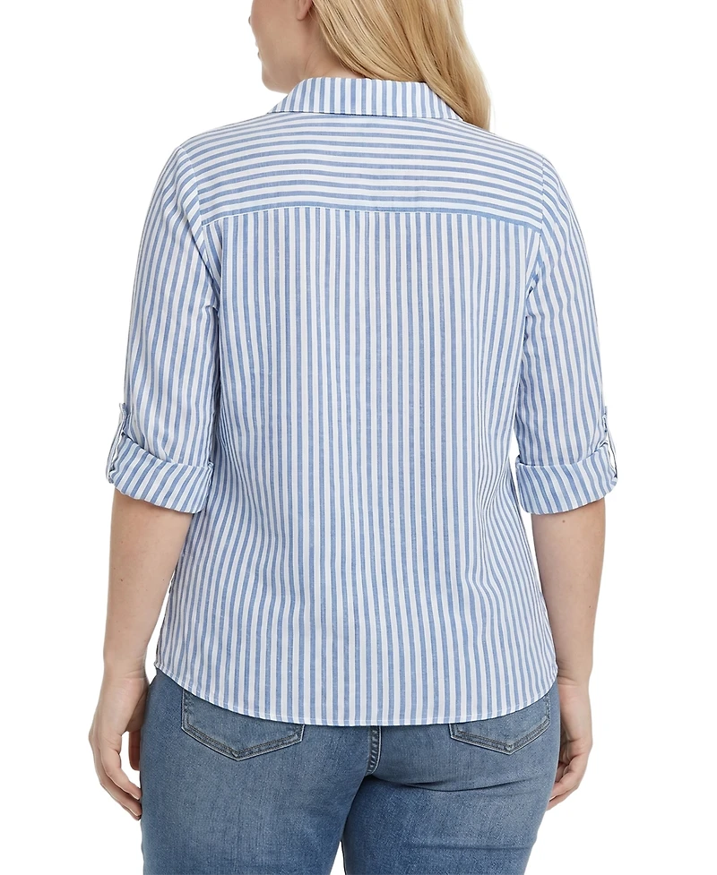 Ny Collection Plus 3/4-Sleeve Roll Tab Top