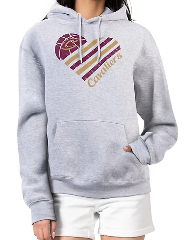 G-iii 4Her By Carl Banks Women's Heather Gray Cleveland Cavaliers Heart Pullover Hoodie