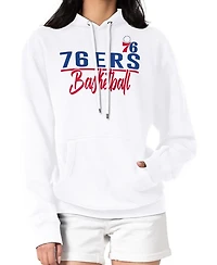 G-iii 4Her By Carl Banks Women's White Philadelphia 76ers Graphics Fleece Pullover Hoodie