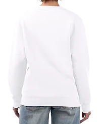 G-iii 4Her By Carl Banks Women's White Boston Celtics Flowers Team Logo Graphic Fleece Crewneck Pullover Sweatshirt