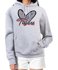 G-iii 4Her by Carl Banks Women's Heather Gray Detroit Tigers Leopard Heart Pullover Hoodie