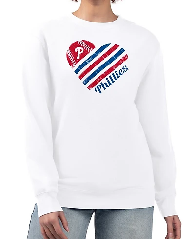 G-iii 4Her by Carl Banks Women's White Philadelphia Phillies Heart Logo Fleece Pullover Sweatshirt