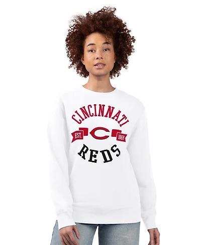 G-iii 4Her by Carl Banks Women's White Cincinnati Reds Team Logo Fleece Pullover Sweatshirt