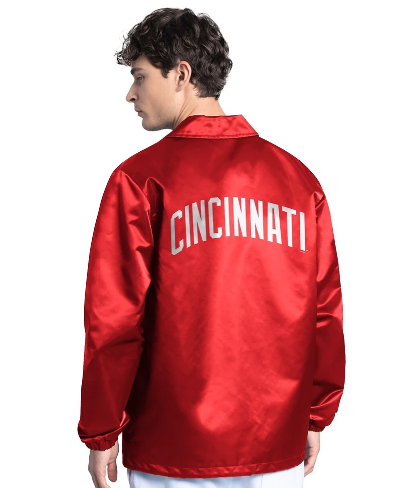Starter Men's Red Cincinnati Reds Cooperstown Collection Point Man Full-Snap Coaches Jacket