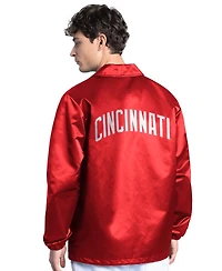 Starter Men's Red Cincinnati Reds Cooperstown Collection Point Man Full-Snap Coaches Jacket